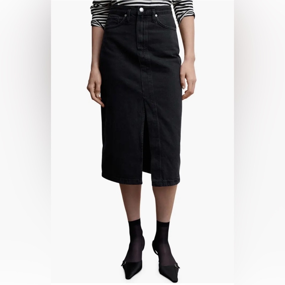 Mango High Waisted Midi Denim Skirt Women’s Size Small